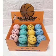 Set 24 Mingi Țopăitoare Premium din Cauciuc Presat, Model Basket, 4.5 cm, Diverse Culori