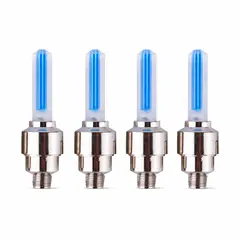 Capace Valve LED Auto Universal, Model Luminos Albastru, Set 4 Bucăți, Compatibil Auto/Moto/Bicicletă