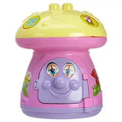 Set de Construcție pentru Bebelusi „Ciuperca Magică”, Tip Lego cu 16 Cuburi Mari și Recipient Depozitare