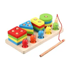 Jucărie Educativă Tip Montessori din Lemn, Model Pescuit Magnetic și Sortator de Cifre