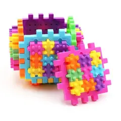 Cub Puzzle Interactiv cu Piese Tip Lego, Joc Logic și de Construcție Multicolore