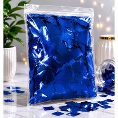 Confeti Glitter Albastru Metalizat din PET, Formă Dreptunghiulară, Dimensiune 5x2 cm