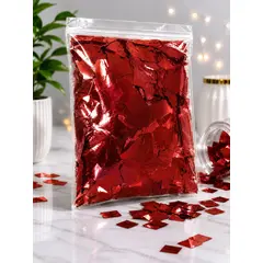 Confeti Glitter Roșu Metalizat din PET, Formă Dreptunghiulară, Dimensiune 5x2 cm