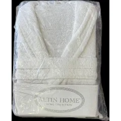 Halat de baie elegant din bumbac, model Altin Home, alb, mărimea M