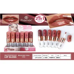 Ruj lichid lucios Flarnal 2 în 1 - Finish strălucitor, rezistent la apă - cod L-1401
