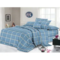 En-gros Lenjerie de pat finet 4 piese - carouri bleu 200 x 230 cm - vânzare en-gros pentru revânzare