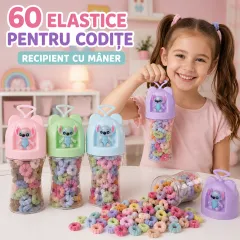 En-gros Set 60 Elastice de Păr pentru Copii - Recipient cu Mâner - vânzare en-gros pentru revânzare