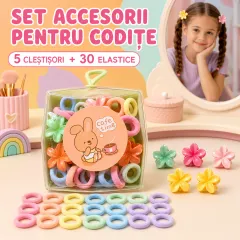 En-gros Set Accesorii de Păr pentru Copii - 5 Cleștișori și 30 Elastice - vânzare en-gros pentru revânzare