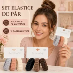 Set 36 Elastice de Păr Texturate - 12 Cartonașe