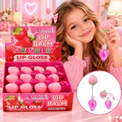 Set 2 în 1 Balsam de Buze și Luciu cu Breloc Căpșună Magic Your Life Strawberry LS015D
