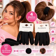 En-gros Elastice de Păr Negre Groase - Set 12 Cartonașe (48 Bucăți) - vânzare en-gros pentru revânzare