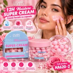 Cremă Facială Hidratantă cu Capsule și Acid Hialuronic USHAS HA620-2 12H Moisture Super Cream