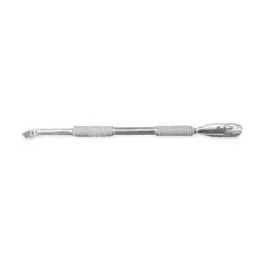 Cuțitaș profesional din inox cu cap rozetă și spatulă unghiulară pentru cuticule