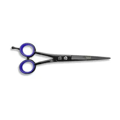 Foarfecă de tuns neagră 6.5" cu inele albastre – design ergonomic și lame precise