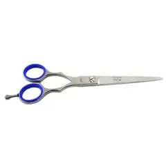Foarfecă profesională de tuns 6.5" din inox cu inele albastre cauciucate