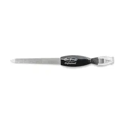 Pilă și cuțitaș 2-în-1 cu mâner negru ergonomic, pentru modelarea unghiilor și îndepărtarea cuticulelor