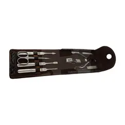 Trusă manichiură 779 cu 8 instrumente din inox în husă tip piele cu clapetă