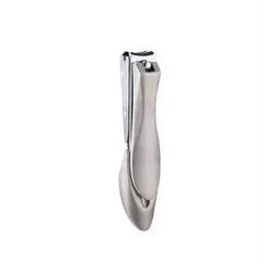 Unghieră argintie din inox cu mâner ergonomic și lamă curbată