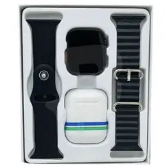 Ceas inteligent unisex cu ecran 2 inch, set cu căști Bluetooth, IP67, curea silicon, negru
