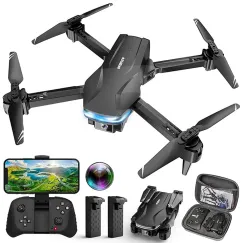 Dronă pliabilă smart cu cameră duală HD, control 2.4 GHz și evitare obstacole 360°