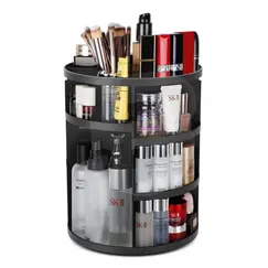 Organizator rotativ pentru cosmetice cu rafturi reglabile, depozitare verticală