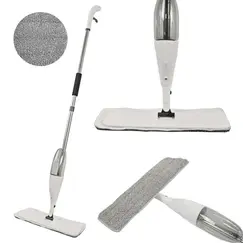 Mop cu pulverizator Spray Mop cu mâner și burete, rezervor 360 ml, cap plat, microfibră