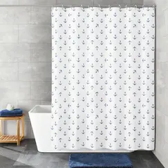 Perdea de duș PEVA cu model ancore alb-albastru 180x180 cm