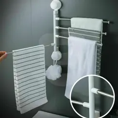 Suport pentru prosoape cu ventuză, fără găuri, rotativ 180°, ABS și oțel inoxidabil