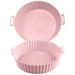 Farfurie din silicon reutilizabilă pentru friteuză cu aer cald, rotundă, cu mânere, 20 cm