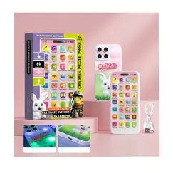 Telefon Jucărie Educativ pentru Copii cu Ecran Tactil, Lumini și Muzică, 28 de Funcții Interactive