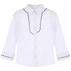 Set 4 Cămăși Albe pentru Fete din Bumbac, cu Guler Elegant – 10–14 ani