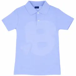 Tricou polo albastru deschis pentru adolescenți, potrivit pentru școală