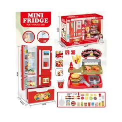 Set de joacă bucătărie fast food cu mini frigider și accesorii