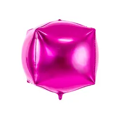 Balon din folie metalica forma cubica 4D roz 35x35x35 cm pentru decor evenimente