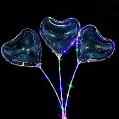 Set 50 baloane Party LED multicolor, formă Inimă