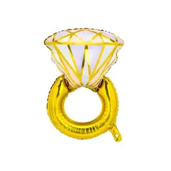 Balon din folie metalica forma Inel cu diamant 60x95 cm pentru logodna si nunta