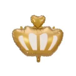Balon din folie metalica forma Coroana regala cu imprimeu colorat 52x42 cm