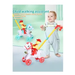 Jucărie de Împins „Călăreț pe Cal”, Mecanism cu Mișcare și Sunet, Mâner Ergonomic, Înălțime Totală 55 cm, Multicolor