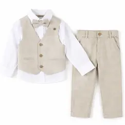 Costum elegant băiat bej 4 piese 5–8 ani set complet