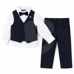 Costum elegant băiat bleumarin 4 piese 5–8 ani set complet