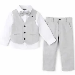 Costum elegant băiat gri 4 piese 5–8 ani set complet