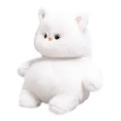 Pisică de Pluș Albă, Textură Catifelată, Design Realist, Ideală pentru Îmbrățișări, Înălțime 22 cm, Alb Imaculat