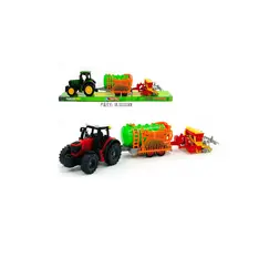 Tractor de Jucărie cu 2 Remorci Schimbabile, Cisternă de Apă și Semănătoare Agricolă, 38 cm