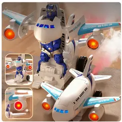 Avion Transformer Muzical cu Lumini LED și Mișcare Bump-and-Go, Jucărie Interactivă pentru Copii