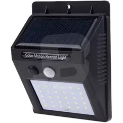 Lampă Solară de Perete cu 30 LED-uri, Senzor de Mișcare și Lumină, IP65 – Negru