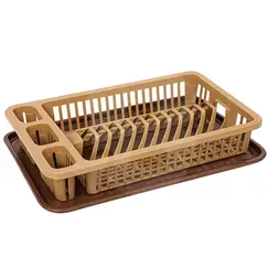 Suport pentru Vase din Plastic cu Tavă de Scurgere, 24x41x8 cm
