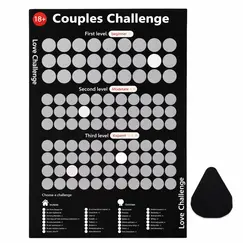 Joc Răzuibil pentru Cupluri Couples Challenge, Model Romantic Scratch Off, Format Poster A3