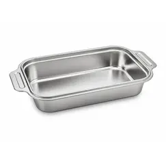 Tavă de copt dreptunghiulară din inox, 26.5 x 17.5 x 6 cm, cu mânere laterale