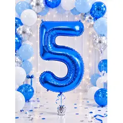 Balon din folie de aluminiu, Cifra 5, Albastru, înălțime 81 cm (32 inch)