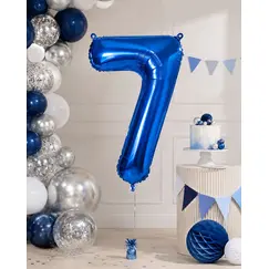 Balon din folie de aluminiu, Cifra 7, Albastru, înălțime 81 cm (32 inch)